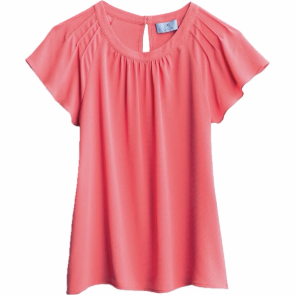 CeCe Halime Coral Flutter Sleeve Blouse M | Spring Romantic Workwear